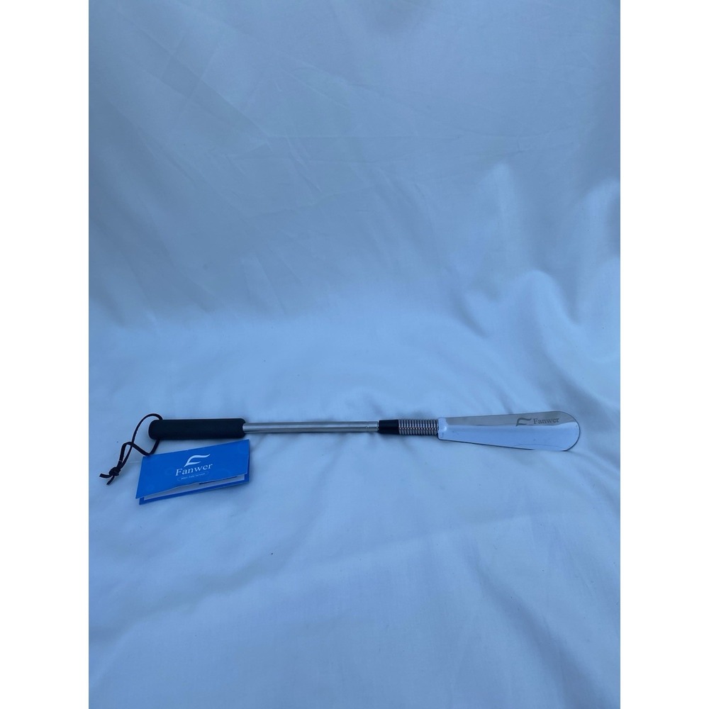 FANWER Extendable Metal/Silver Shoehorn With Silicone Handle Single NWT